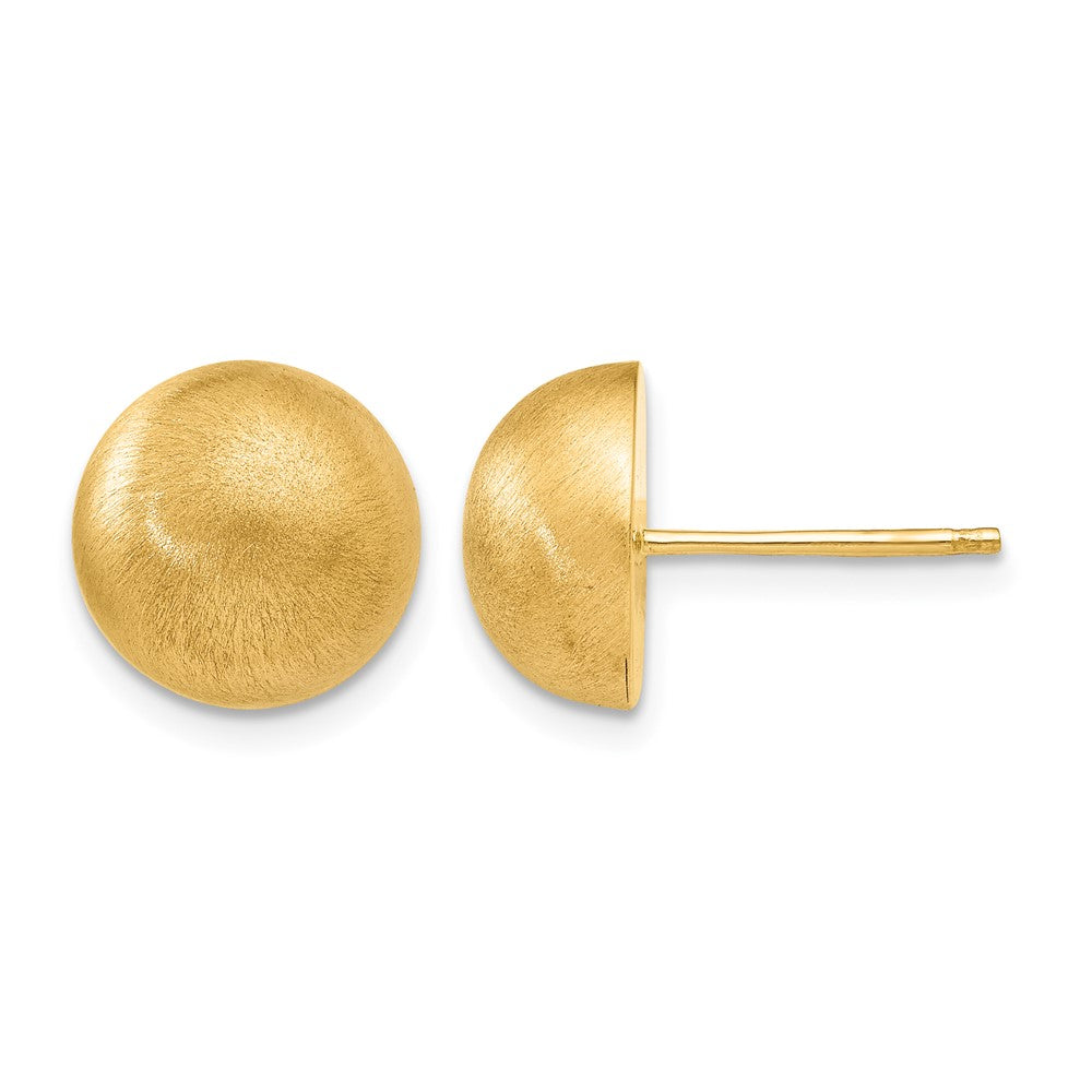 14k Hollow Satin 10.50mm Half Ball Post Earrings