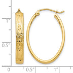 14k Satin & Diamond-Cut Oval Hoop Earrings