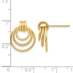 14k Polished and Textured Triple Circle Post Earrings