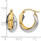 14k Two-tone Polished Double Hoop Earrings