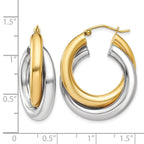 14k Two-tone Polished Double Tube Hoop Earrings