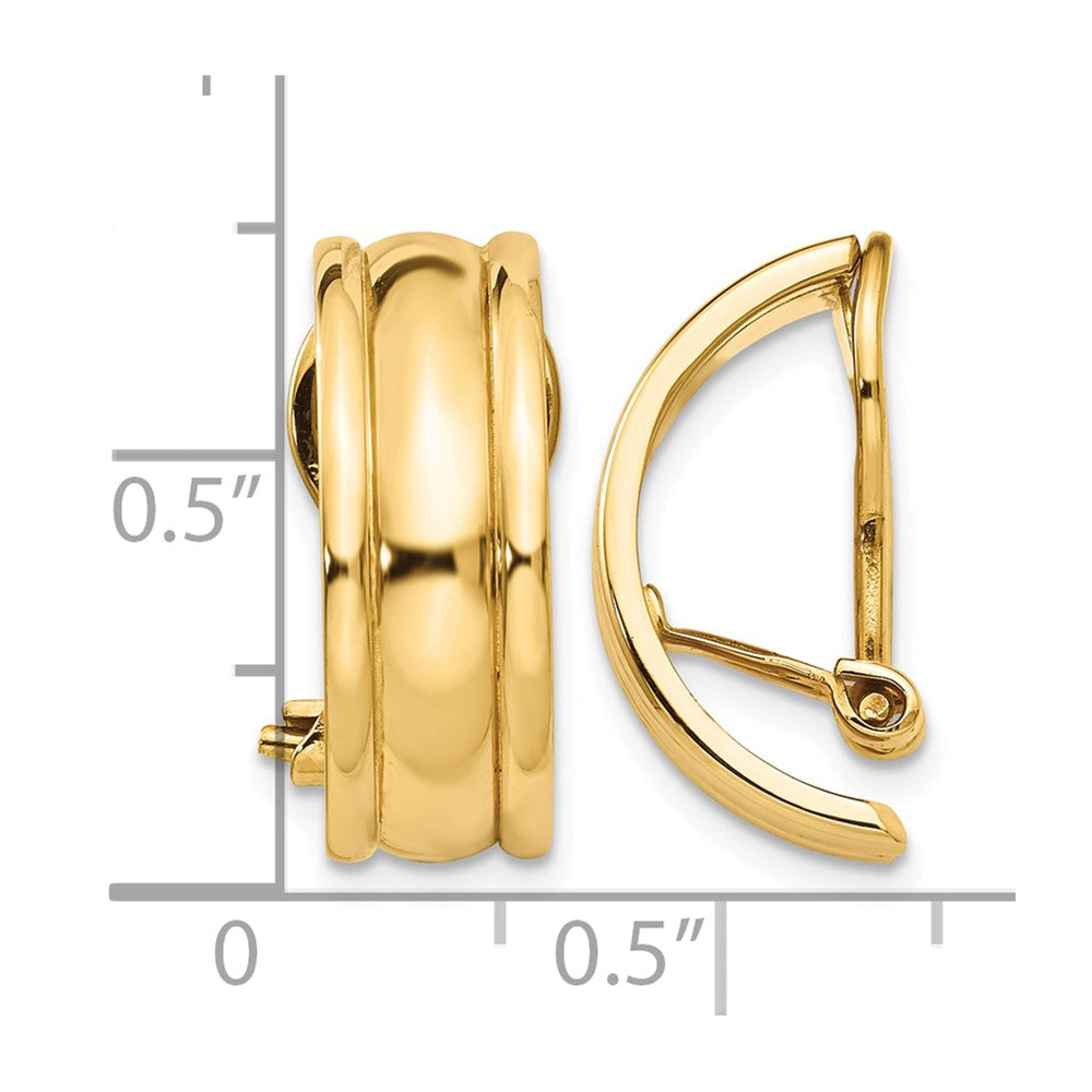 14k 7x18mm Polished Half Hoop Omega Back Non-pierced Earrings