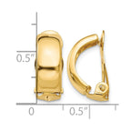 14k 6x18mm Polished Half Hoop Omega Back Non-Pierced Earrings