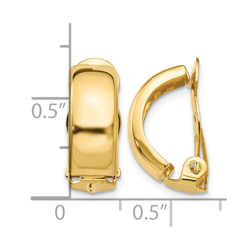 14k 6x18mm Polished Half Hoop Omega Back Non-Pierced Earrings