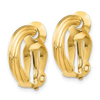 14k 3x16mm Ribbed Half Hoop Omega Back Non-Pierced Earrings