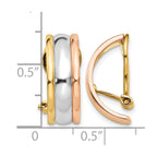 14k Tri-color 7x18mm Polished Half Hoop Omega Back Non-pierced Earrings