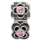 Sterling Silver Reflections Pink CZ Connector Bead