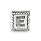 Sterling Silver Reflections Letter E Triangle Block Bead
