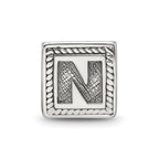 Sterling Silver Reflections Letter N Triangle Block Bead