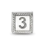 Sterling Silver Reflections Number 3 Triangle Block Bead