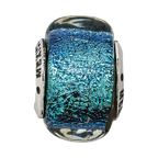 Sterling Silver Reflections Blue Dichroic Glass Square Bead