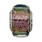 Sterling Silver Reflections Purple Dichroic Glass Square Bead