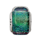 Sterling Silver Reflections Green Dichroic Glass Triangle Bead