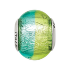 Sterling Silver Reflections Green/Blue Italian Murano Bead