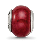 Sterling Silver Reflections Fuschia Cracked Agate Stone Bead