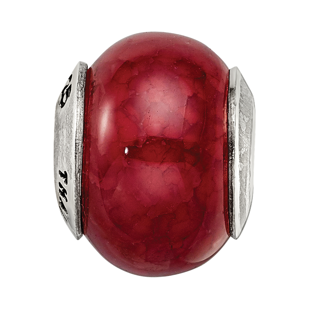 Sterling Silver Reflections Fuschia Cracked Agate Stone Bead