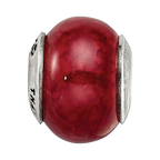 Sterling Silver Reflections Fuschia Cracked Agate Stone Bead