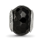 Sterling Silver Reflections Black Agate Stone Bead