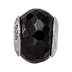 Sterling Silver Reflections Black Agate Stone Bead