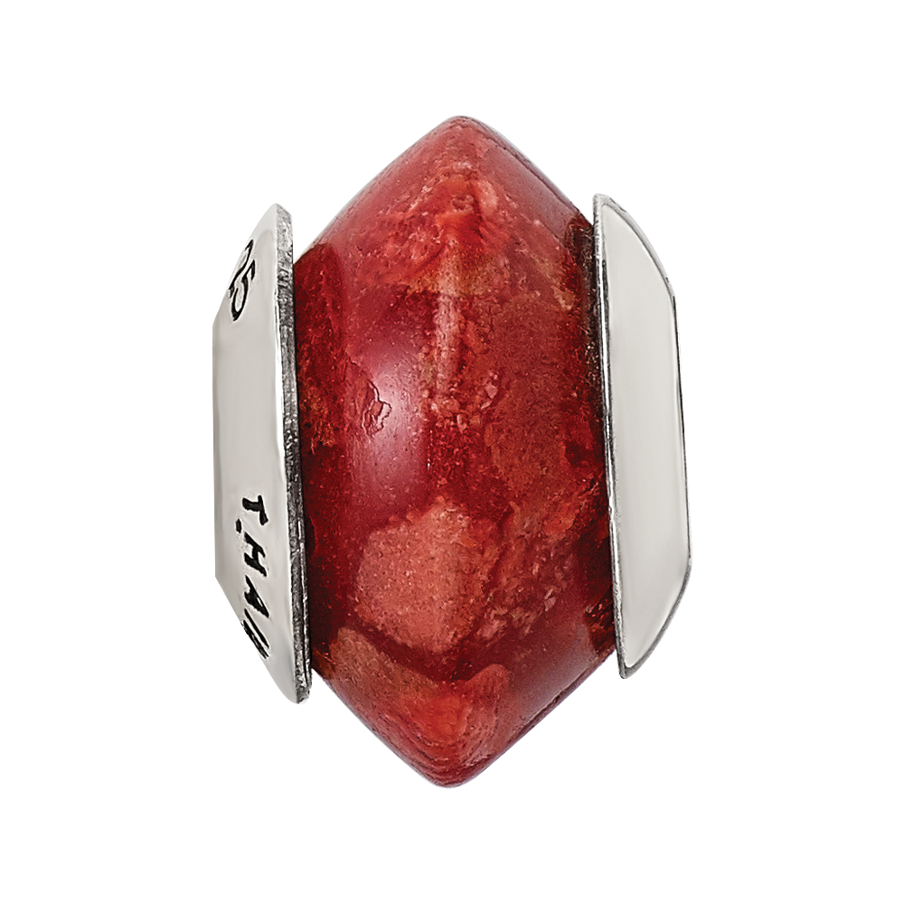 Sterling Silver Reflections Bamboo Coral Stone Bead