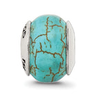 Sterling Silver Reflections Blue Magnesite Stone Bead