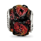 Sterling Silver Reflections Orange Dichroic Glass Bead