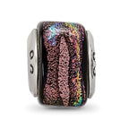 Sterling Silver Reflections Purple Square Dichroic Glass Bead