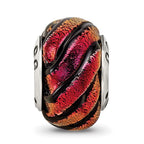 Sterling Silver Reflections Orange Swirl Dichroic Glass Bead
