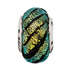 Sterling Silver Reflections Green Swirl Dichroic Glass Bead