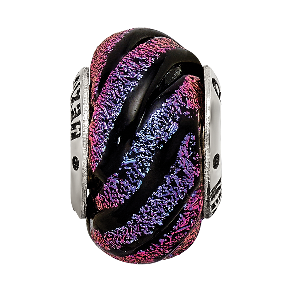 Sterling Silver Reflections Purple Swirl Dichroic Glass Bead