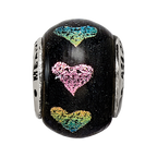 Sterling Silver Reflections Pink/Purple Hearts Dichroic Glass Bead