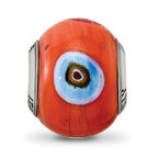 Sterling Silver Reflections Italian Orange w/Decorative Accents Glass Bead