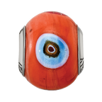 Sterling Silver Reflections Italian Orange w/Decorative Accents Glass Bead