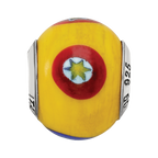 Sterling Silver Reflections Italian Yellow w/Decorative Accents Glass Bead