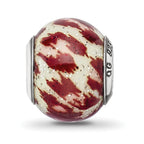 Sterling Silver Reflections Italian Pink & Brown w/Glitter Glass Bead