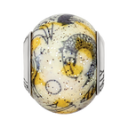 Sterling Silver Reflections Italian Decorative Yellow & White Glass Bead