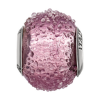 Sterling Silver Reflections Italian Light Purple Textured Glass Bead
