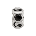 Sterling Silver Reflections Black CZ Bead