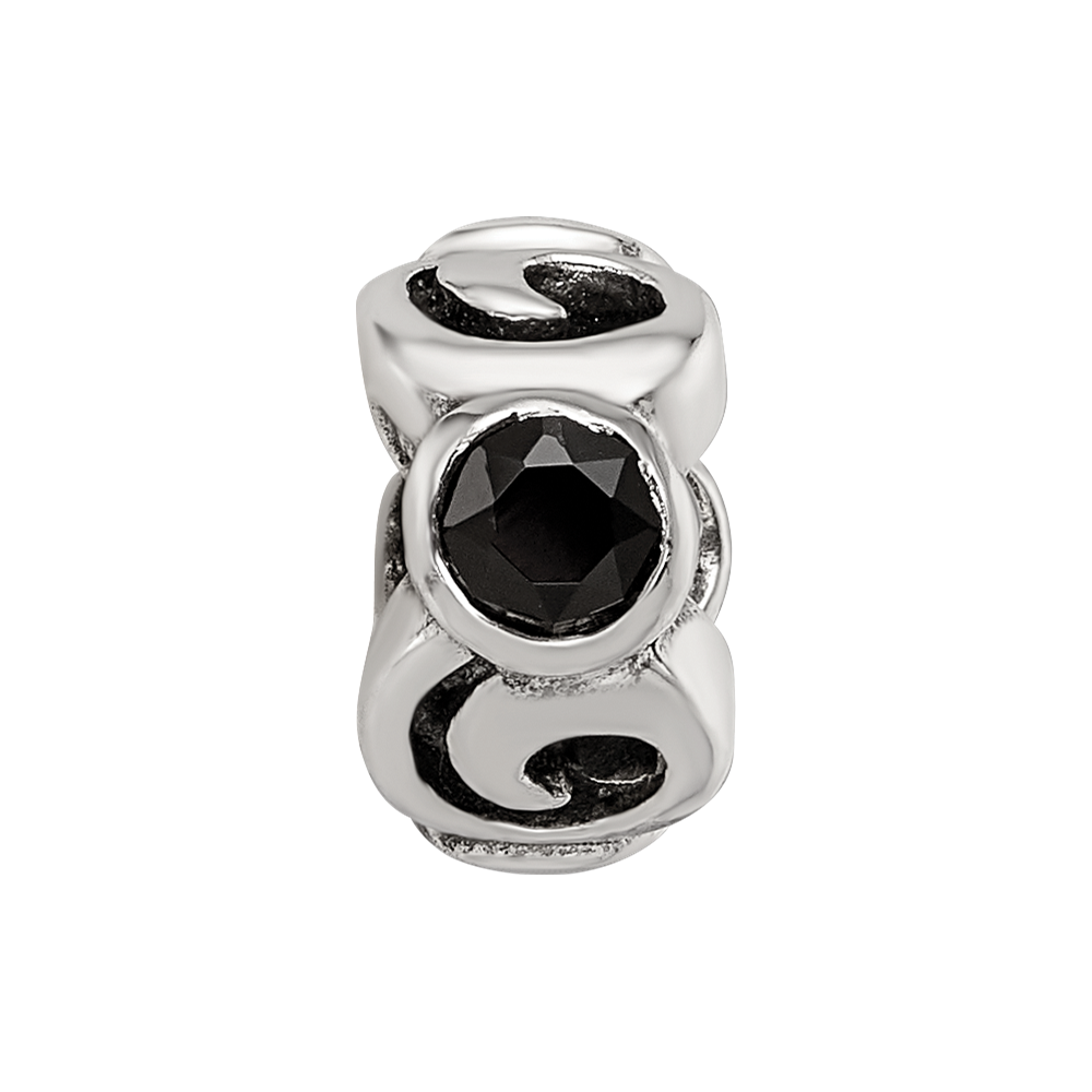 Sterling Silver Reflections Black CZ Bead