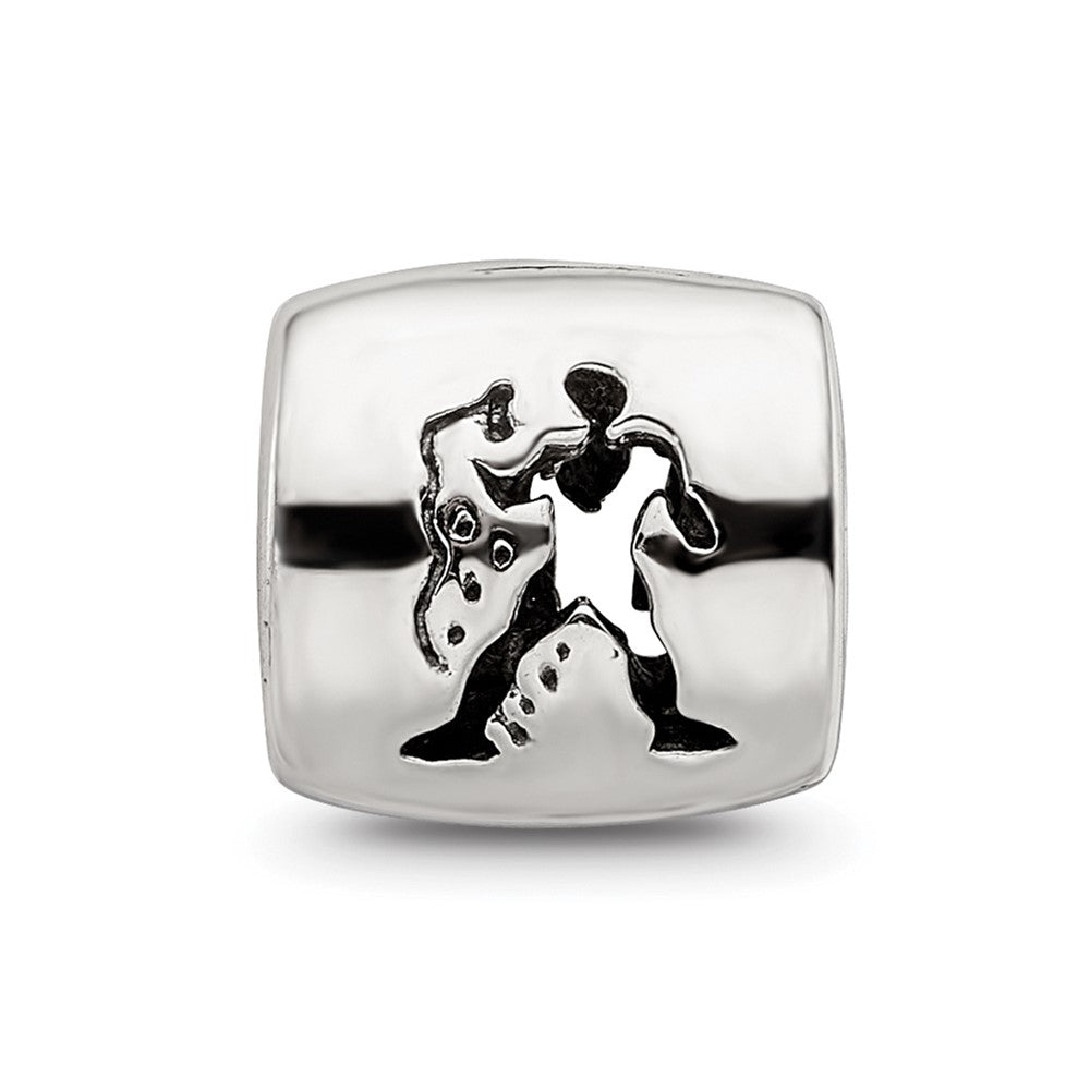 Sterling Silver Reflections Aquarius Zodiac Antiqued Bead