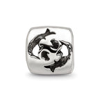 Sterling Silver Reflections Pisces Zodiac Antiqued Bead