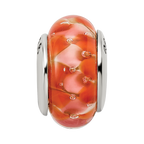 Sterling Silver Reflections Orange Hand-blown Glass Bead
