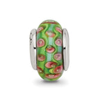 Sterling Silver Reflections Kids Green Blue Hand-blown Glass Bead