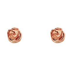 14k Rose Gold Flower Studs Rose Post Earrings Genuine Diamond Cut Polished Fancy Design 8mm x 8mm